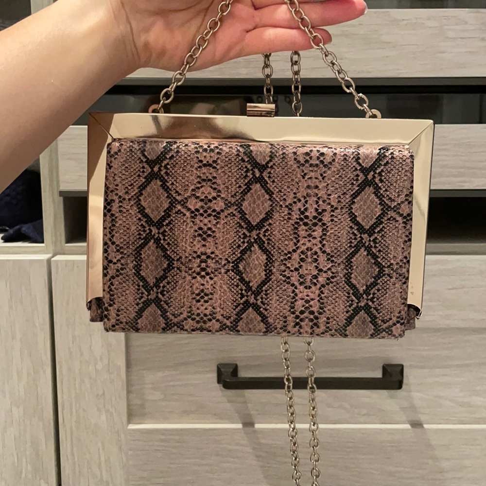 Top Shop Pink Snake Skin Chained Wallet